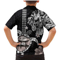 Hawaiian and Japanese Together Family Matching Mermaid Dress and Hawaiian Shirt Japanese Culture and Turtle Kakau Tattoo Black Color LT03 - Polynesian Pride