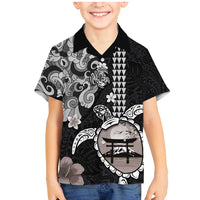 Hawaiian and Japanese Together Family Matching Mermaid Dress and Hawaiian Shirt Japanese Culture and Turtle Kakau Tattoo Black Color LT03 Son's Shirt Black - Polynesian Pride