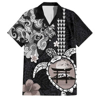 Hawaiian and Japanese Together Family Matching Off Shoulder Maxi Dress and Hawaiian Shirt Japanese Culture and Turtle Kakau Tattoo Black Color LT03 Dad's Shirt - Short Sleeve Black - Polynesian Pride