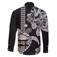 Hawaiian and Japanese Together Family Matching Off Shoulder Short Dress and Hawaiian Shirt Japanese Culture and Turtle Kakau Tattoo Black Color LT03 - Polynesian Pride