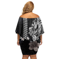 Hawaiian and Japanese Together Family Matching Off Shoulder Short Dress and Hawaiian Shirt Japanese Culture and Turtle Kakau Tattoo Black Color LT03 - Polynesian Pride