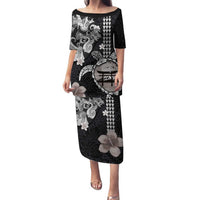 Hawaiian and Japanese Together Family Matching Puletasi and Hawaiian Shirt Japanese Culture and Turtle Kakau Tattoo Black Color LT03 Mom's Dress Black - Polynesian Pride