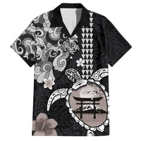 Hawaiian and Japanese Together Family Matching Short Sleeve Bodycon Dress and Hawaiian Shirt Japanese Culture and Turtle Kakau Tattoo Black Color LT03 Dad's Shirt - Short Sleeve Black - Polynesian Pride