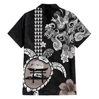 Hawaiian and Japanese Together Family Matching Short Sleeve Bodycon Dress and Hawaiian Shirt Japanese Culture and Turtle Kakau Tattoo Black Color LT03 - Polynesian Pride