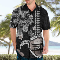 Hawaiian and Japanese Together Hawaiian Shirt Japanese Culture and Turtle Kakau Tattoo Black Color LT03 - Polynesian Pride