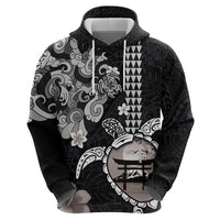 Hawaiian and Japanese Together Hoodie Japanese Culture and Turtle Kakau Tattoo Black Color LT03 - Polynesian Pride