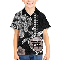 Hawaiian and Japanese Together Kid Hawaiian Shirt Japanese Culture and Turtle Kakau Tattoo Black Color LT03 Kid Black - Polynesian Pride