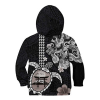 Hawaiian and Japanese Together Kid Hoodie Japanese Culture and Turtle Kakau Tattoo Black Color LT03 - Polynesian Pride