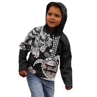 Hawaiian and Japanese Together Kid Hoodie Japanese Culture and Turtle Kakau Tattoo Black Color LT03 - Polynesian Pride