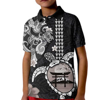 Hawaiian and Japanese Together Kid Polo Shirt Japanese Culture and Turtle Kakau Tattoo Black Color LT03 Kid Black - Polynesian Pride