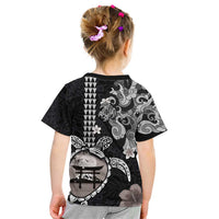 Hawaiian and Japanese Together Kid T Shirt Japanese Culture and Turtle Kakau Tattoo Black Color