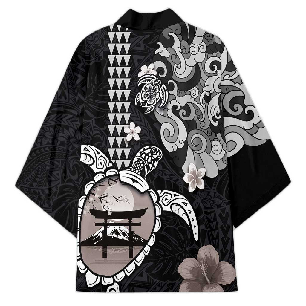 Hawaiian and Japanese Together Kimono Japanese Culture and Turtle Kakau Tattoo Black Color LT03 - Polynesian Pride
