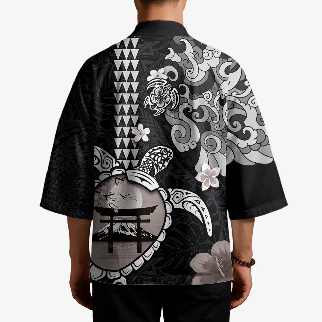 Hawaiian and Japanese Together Kimono Japanese Culture and Turtle Kakau Tattoo Black Color LT03 - Polynesian Pride