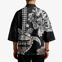 Hawaiian and Japanese Together Kimono Japanese Culture and Turtle Kakau Tattoo Black Color LT03 - Polynesian Pride