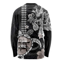 Hawaiian and Japanese Together Long Sleeve Shirt Japanese Culture and Turtle Kakau Tattoo Black Color LT03 - Polynesian Pride