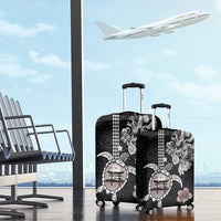 Hawaiian and Japanese Together Luggage Cover Japanese Culture and Turtle Kakau Tattoo Black Color LT03 - Polynesian Pride
