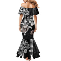 Hawaiian and Japanese Together Mermaid Dress Japanese Culture and Turtle Kakau Tattoo Black Color LT03 - Polynesian Pride