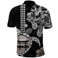 Hawaiian and Japanese Together Polo Shirt Japanese Culture and Turtle Kakau Tattoo Black Color LT03 - Polynesian Pride