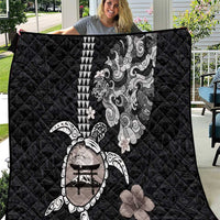 Hawaiian and Japanese Together Quilt Japanese Culture and Turtle Kakau Tattoo Black Color LT03 Black - Polynesian Pride