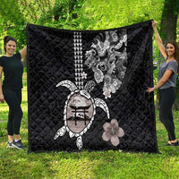 Hawaiian and Japanese Together Quilt Japanese Culture and Turtle Kakau Tattoo Black Color LT03 - Polynesian Pride