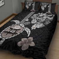 Hawaiian and Japanese Together Quilt Bed Set Japanese Culture and Turtle Kakau Tattoo Black Color LT03 - Polynesian Pride