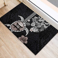 Hawaiian and Japanese Together Rubber Doormat Japanese Culture and Turtle Kakau Tattoo Black Color LT03 - Polynesian Pride