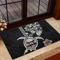 Hawaiian and Japanese Together Rubber Doormat Japanese Culture and Turtle Kakau Tattoo Black Color LT03 - Polynesian Pride