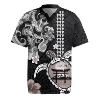 Hawaiian and Japanese Together Rugby Jersey Japanese Culture and Turtle Kakau Tattoo Black Color LT03 Black - Polynesian Pride