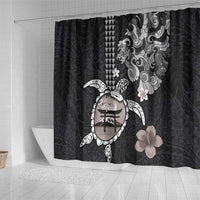Hawaiian and Japanese Together Shower Curtain Japanese Culture and Turtle Kakau Tattoo Black Color LT03 - Polynesian Pride