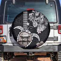 Hawaiian and Japanese Together Spare Tire Cover Japanese Culture and Turtle Kakau Tattoo Black Color LT03 Black - Polynesian Pride