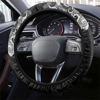 Hawaiian and Japanese Together Steering Wheel Cover Japanese Culture and Turtle Kakau Tattoo Black Color LT03 - Polynesian Pride
