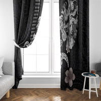 Hawaiian and Japanese Together Window Curtain Japanese Culture and Turtle Kakau Tattoo Black Color LT03 - Polynesian Pride