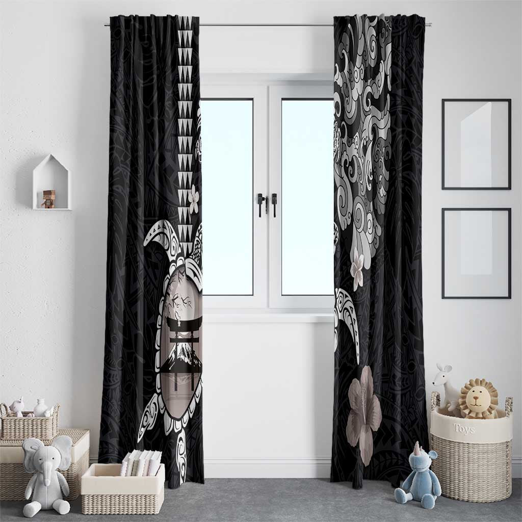 Hawaiian and Japanese Together Window Curtain Japanese Culture and Turtle Kakau Tattoo Black Color LT03 - Polynesian Pride