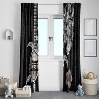 Hawaiian and Japanese Together Window Curtain Japanese Culture and Turtle Kakau Tattoo Black Color LT03 - Polynesian Pride