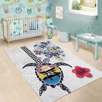 Hawaiian and Japanese Together Area Rug Japanese Culture and Turtle Kakau Tattoo White Color LT03 - Polynesian Pride