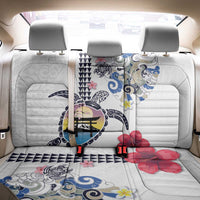 Hawaiian and Japanese Together Back Car Seat Cover Japanese Culture and Turtle Kakau Tattoo White Color LT03 - Polynesian Pride