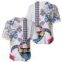 Hawaiian and Japanese Together Baseball Jersey Japanese Culture and Turtle Kakau Tattoo White Color LT03 - Polynesian Pride