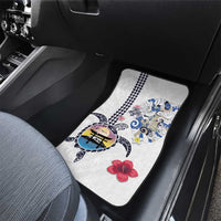 Hawaiian and Japanese Together Car Mats Japanese Culture and Turtle Kakau Tattoo White Color LT03 - Polynesian Pride