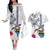 Hawaiian and Japanese Together Couples Matching Off The Shoulder Long Sleeve Dress and Hawaiian Shirt Japanese Culture and Turtle Kakau Tattoo White Color