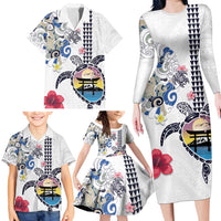 Hawaiian and Japanese Together Family Matching Long Sleeve Bodycon Dress and Hawaiian Shirt Japanese Culture and Turtle Kakau Tattoo White Color LT03 - Polynesian Pride