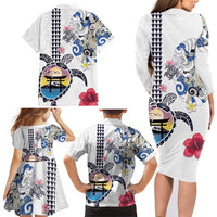 Hawaiian and Japanese Together Family Matching Long Sleeve Bodycon Dress and Hawaiian Shirt Japanese Culture and Turtle Kakau Tattoo White Color LT03 - Polynesian Pride