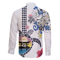Hawaiian and Japanese Together Family Matching Mermaid Dress and Hawaiian Shirt Japanese Culture and Turtle Kakau Tattoo White Color LT03 - Polynesian Pride