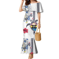 Hawaiian and Japanese Together Family Matching Mermaid Dress and Hawaiian Shirt Japanese Culture and Turtle Kakau Tattoo White Color LT03 Mom's Dress White - Polynesian Pride