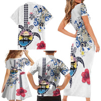 Hawaiian and Japanese Together Family Matching Short Sleeve Bodycon Dress and Hawaiian Shirt Japanese Culture and Turtle Kakau Tattoo White Color LT03 - Polynesian Pride