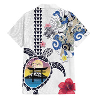 Hawaiian and Japanese Together Family Matching Short Sleeve Bodycon Dress and Hawaiian Shirt Japanese Culture and Turtle Kakau Tattoo White Color LT03 - Polynesian Pride