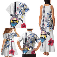 Hawaiian and Japanese Together Family Matching Tank Maxi Dress and Hawaiian Shirt Japanese Culture and Turtle Kakau Tattoo White Color LT03 - Polynesian Pride
