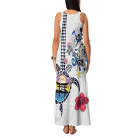 Hawaiian and Japanese Together Family Matching Tank Maxi Dress and Hawaiian Shirt Japanese Culture and Turtle Kakau Tattoo White Color LT03 - Polynesian Pride