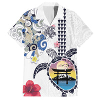 Hawaiian and Japanese Together Hawaiian Shirt Japanese Culture and Turtle Kakau Tattoo White Color LT03 White - Polynesian Pride