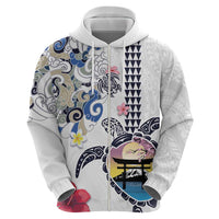 Hawaiian and Japanese Together Hoodie Japanese Culture and Turtle Kakau Tattoo White Color LT03 - Polynesian Pride