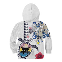 Hawaiian and Japanese Together Kid Hoodie Japanese Culture and Turtle Kakau Tattoo White Color LT03 - Polynesian Pride